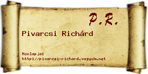 Pivarcsi Richárd névjegykártya